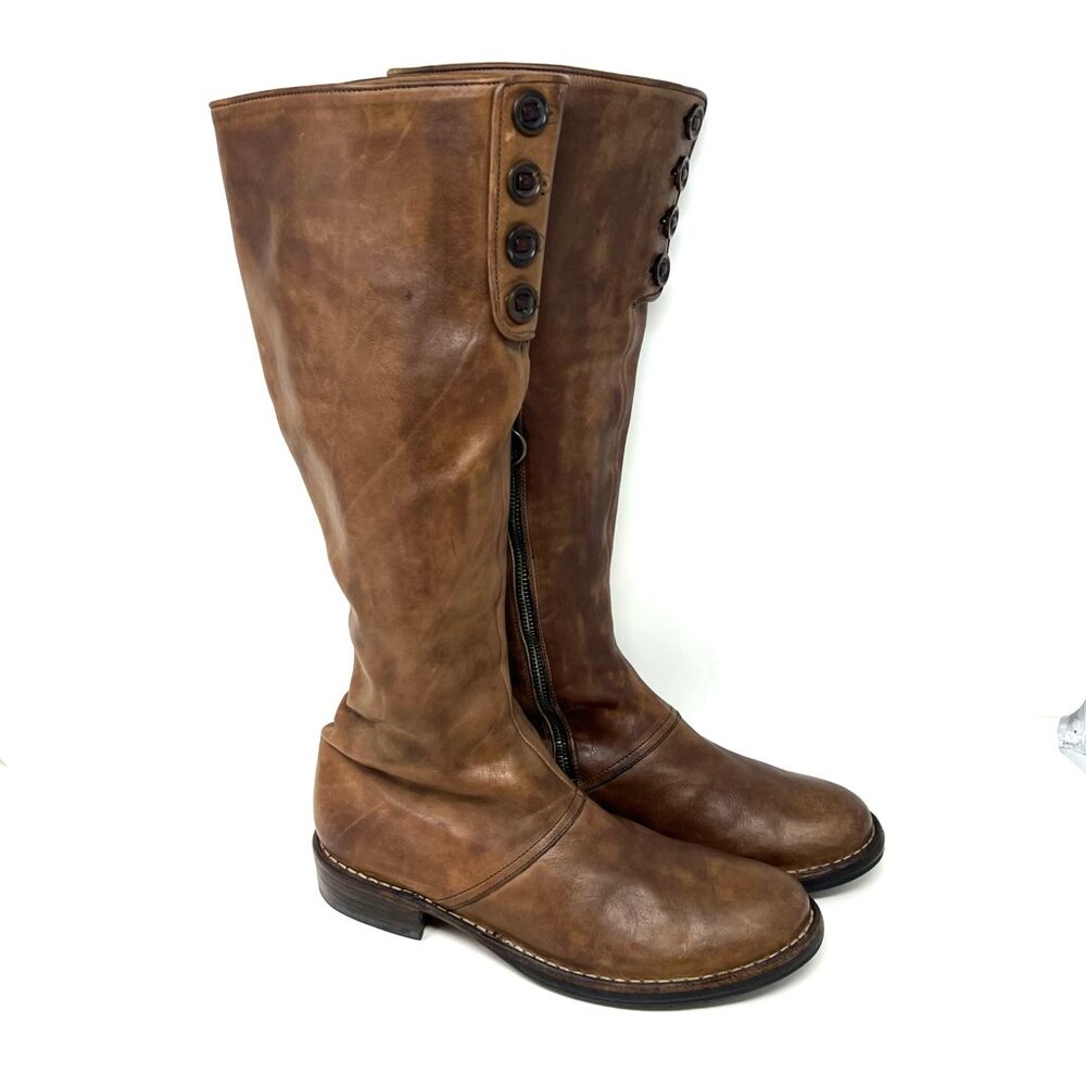 Fiorentini + Baker Women’s Tall Moto Side Zip Boot Sz 40EU 10 Brown Leather GUC